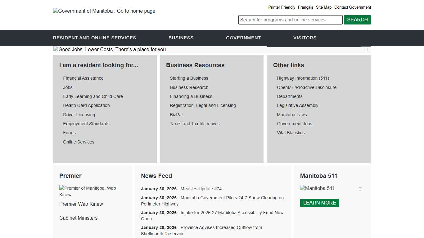 Province of Manitoba Home Page